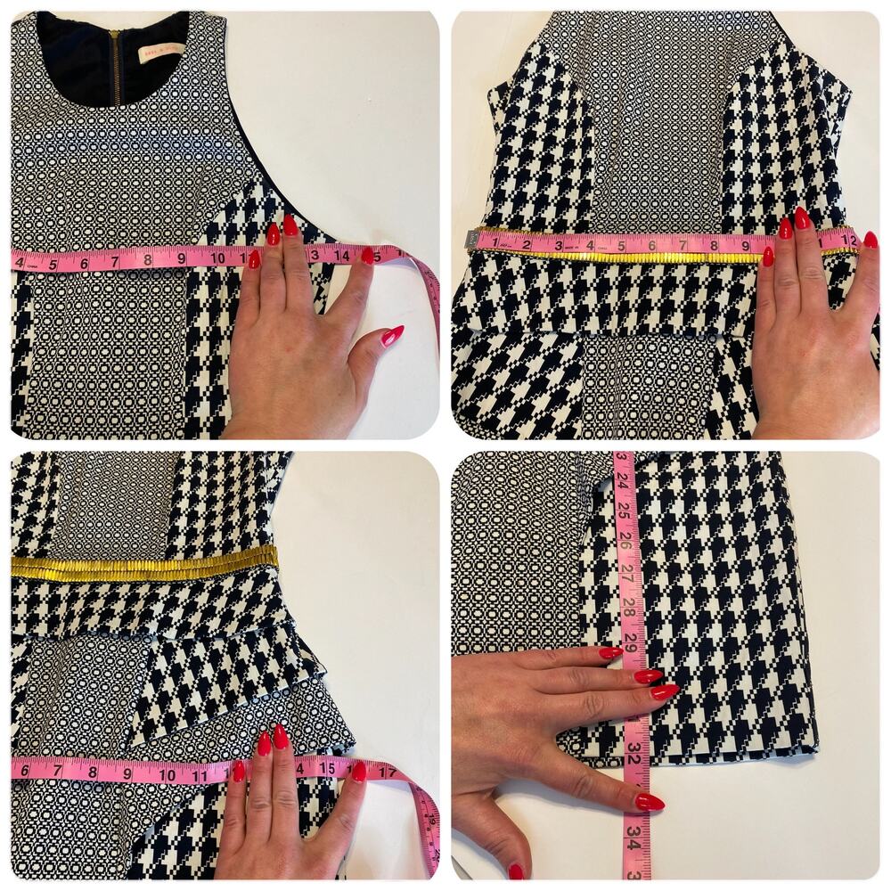 Sass & Bide The Helm Black Houndstooth Peplum Fitted Dress Women EUR 36 | US 6 - Picture 14 of 16